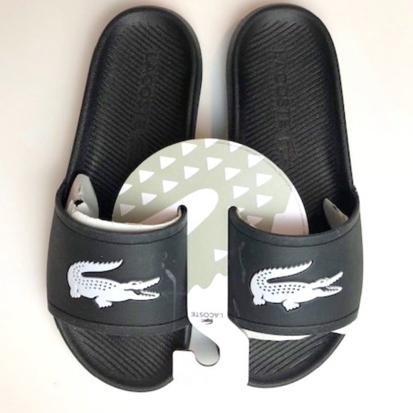 Lacoste Black/White Slide 119 Sandals Sz 10